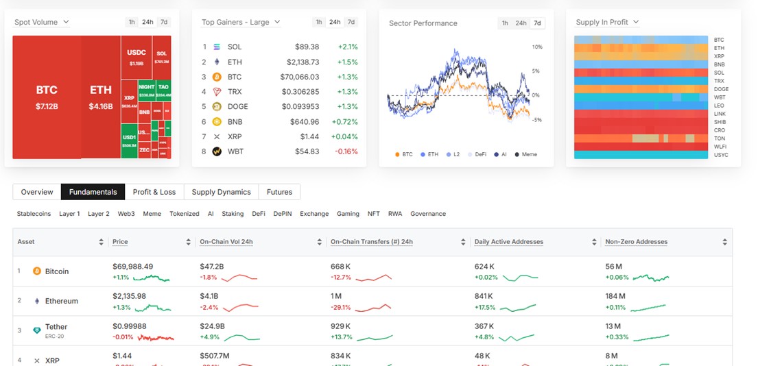 On-chain data dashboard — multiple indicators, dark theme, Glassnode-style interface