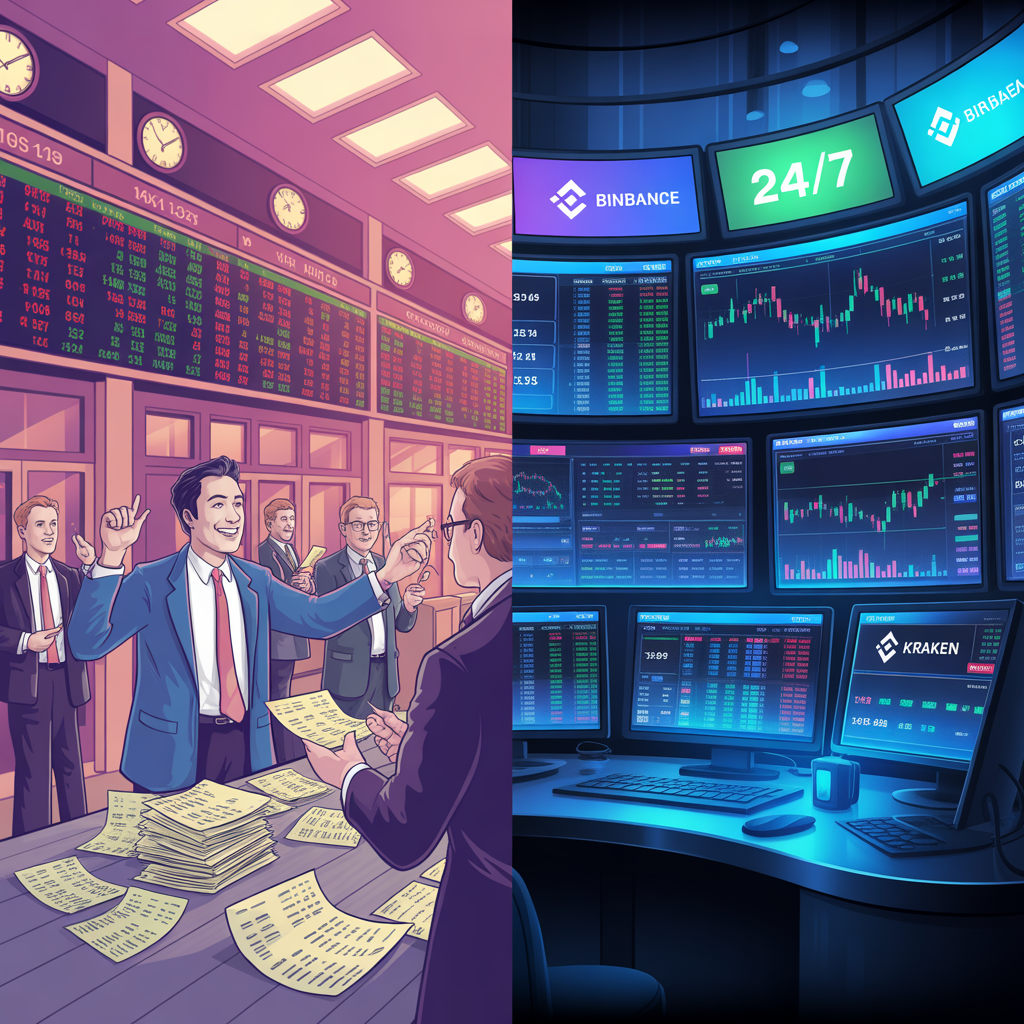 Traditional finance vs crypto markets — a visual comparison